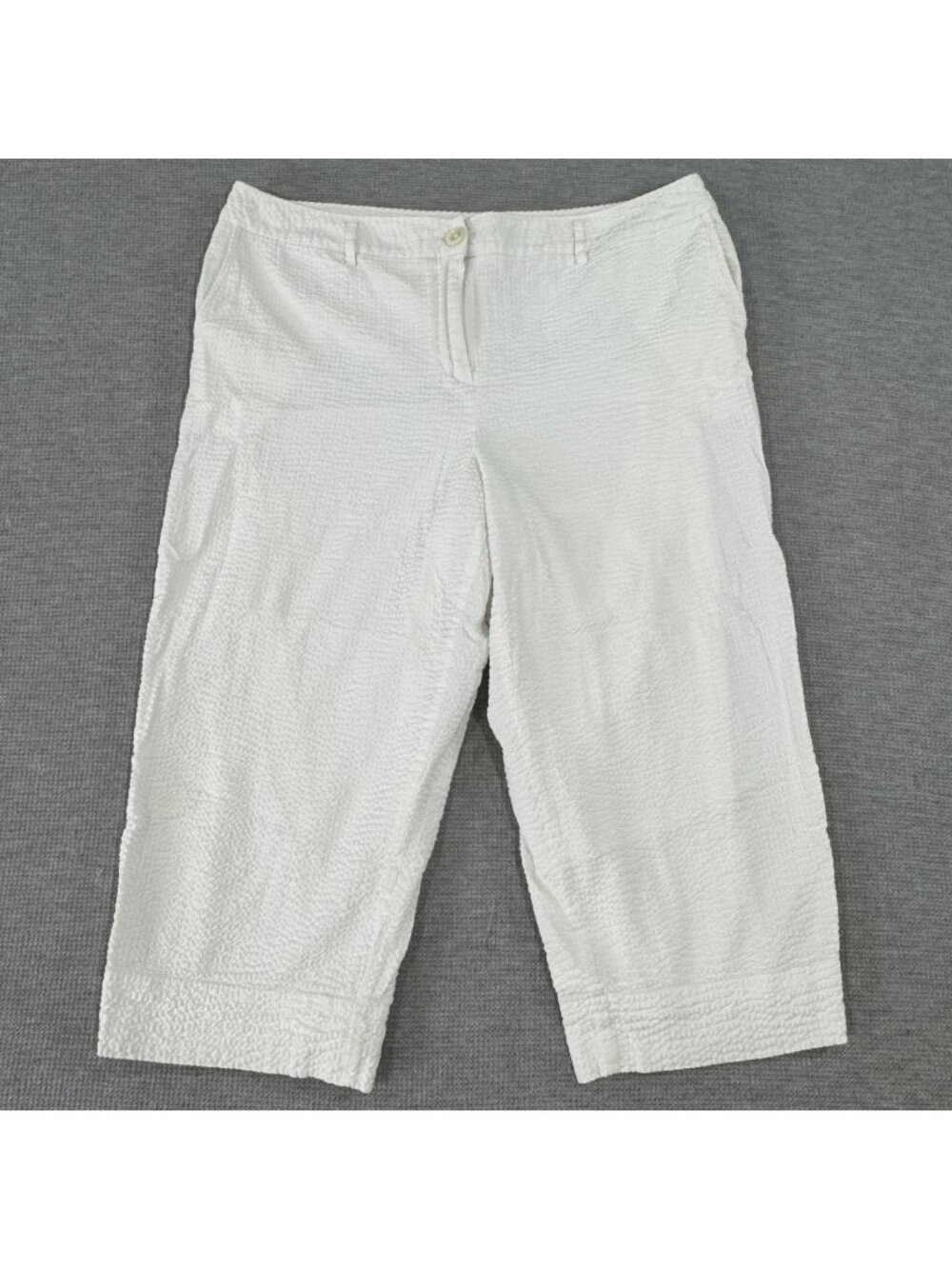 George ME Designs Mark Eisen Capri Pants Womens Size 16 White Seersucker Cropped